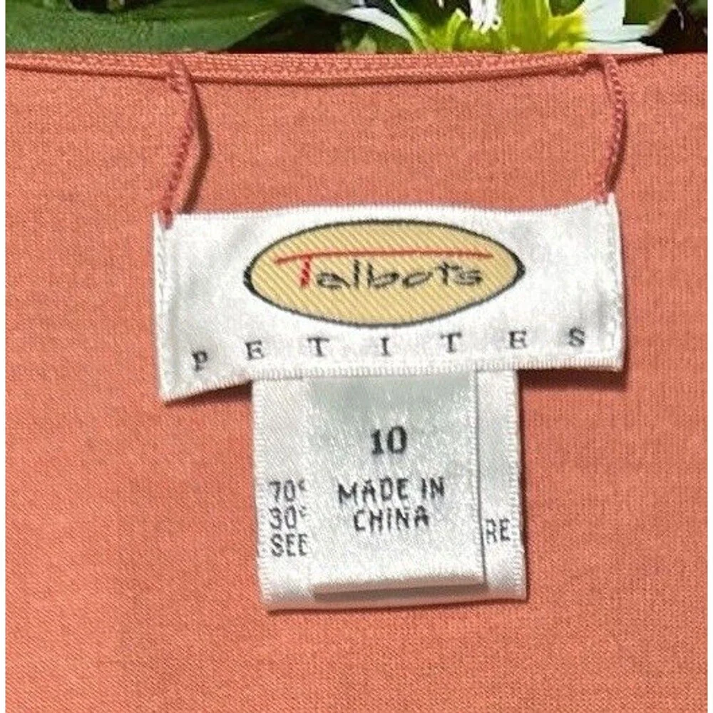 Talbots Petite 10P Coral Silk Blend Tank Twist Front Sleeveless Top